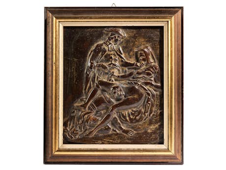 Bronzeplakette mit erotischer Szene